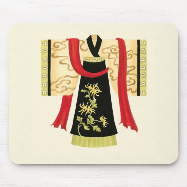 Traditioneller japanischer Kimono mit Blumendruck Mousepad (Vorne)