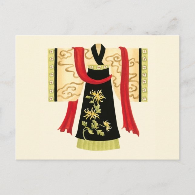 Traditioneller japanischer Kimono mit Blumendruck Postkarte (Vorderseite)
