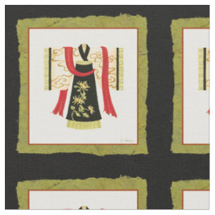 Traditioneller japanischer Kimono mit Blumendruck Stoff
