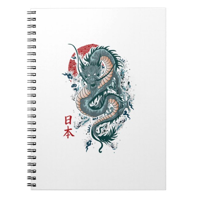 Traditioneller japanischer Kunstdrache Japanischer Notizblock (Vorderseite)