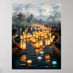 Traditioneller Japanischer Laternenfest-Kunstprint Poster