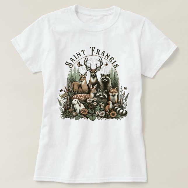 Traditioneller katholischer Heiliger Franziskus Bi T-Shirt (Design vorne)