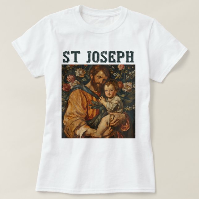 Traditioneller katholischer Heiliger Joseph und Ba T-Shirt (Design vorne)