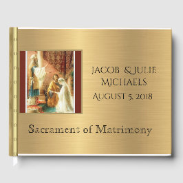 Traditioneller Katholischer Hochzeitgoldenschimmer Gästebuch