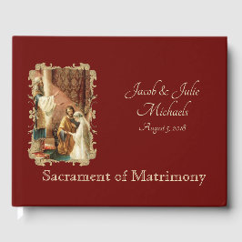 Traditioneller Katholischer Hochzeitgoldmaroon Gästebuch