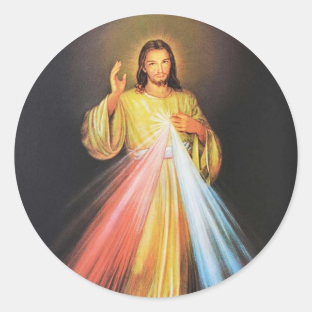 Traditioneller katholischer Jesus göttliche Gnade  Runder Aufkleber (Vorderseite)