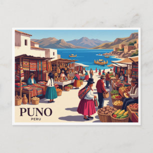 Traditioneller Markt Puno Peru Postkarte