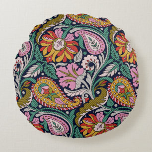 Traditioneller Mughal Allover Designart,asian,Back Rundes Kissen