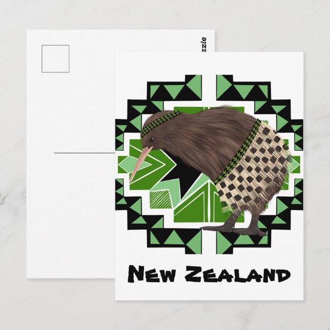 Traditioneller neuseeländischer Vogel- Kiwi Bird Postkarte (Vorne/Hinten)
