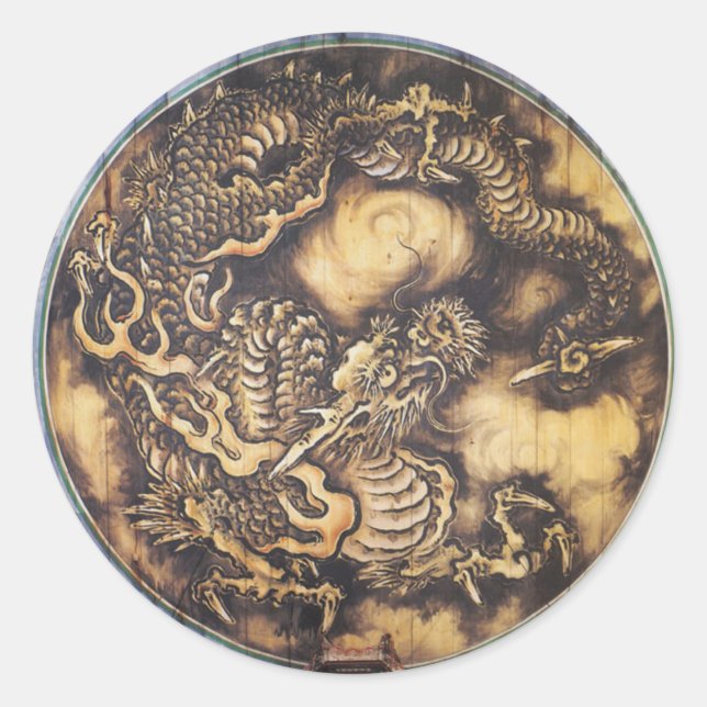 Traditioneller Orientalischer Drache - 日 本 - 鳴 龍 Runder Aufkleber (Vorderseite)