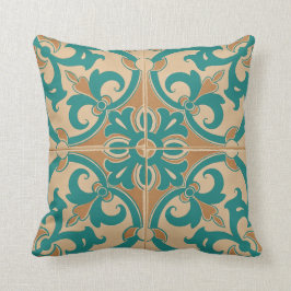 Traditioneller Portugiese Azulejo Fliese | Taupe Kissen