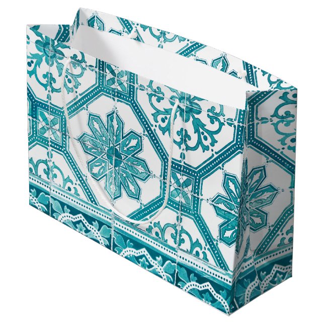 Traditioneller portugiesischer blauer große geschenktüte (Rückseite Schrägansicht)
