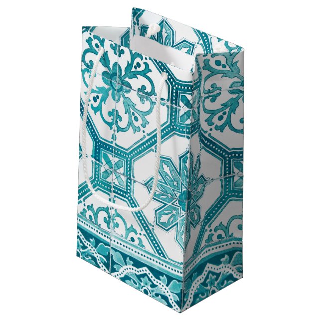 Traditioneller portugiesischer blauer kleine geschenktüte (Rückseite Schrägansicht)