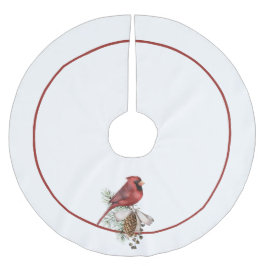 Traditioneller Roter Kardinal, frohe Weihnachten Polyester Weihnachtsbaumdecke