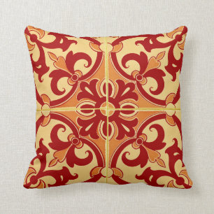 Traditioneller roter Sand Portugiese Azulejo Kissen