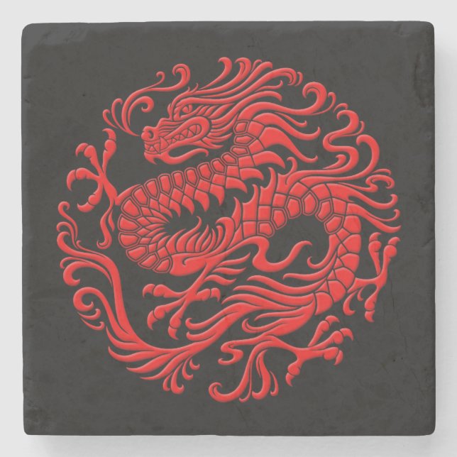 Traditioneller roter und schwarzer chinesischer steinuntersetzer (Vorderseite)