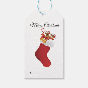 Traditioneller Roter Weihnachtsweih-Strumpf Geschenkanhänger
