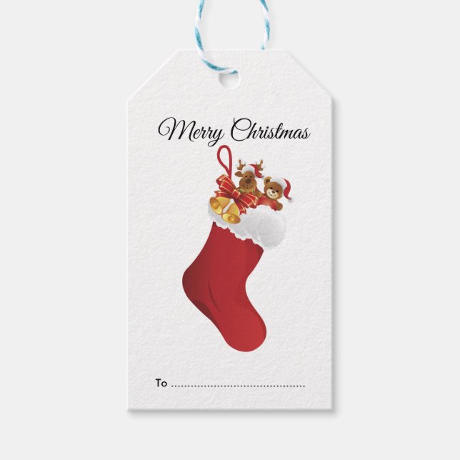 Traditioneller Roter Weihnachtsweih-Strumpf Geschenkanhänger (Vorderseite)
