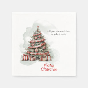 Traditioneller Rotweiße Wasserfarbe Weihnachtsbaum Serviette