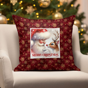 Traditioneller Santa Rudolph Weihnachts-Kissenbezu Kissen