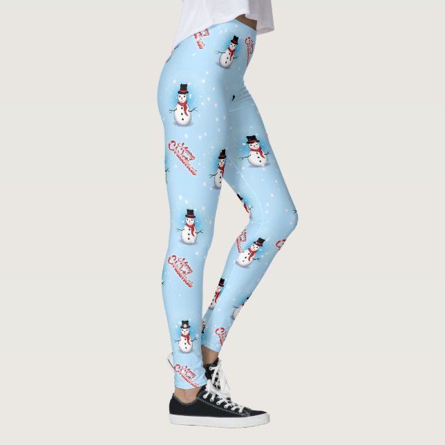Traditioneller Schneemann mit frohen Weihnachten a Leggings (Rechts)