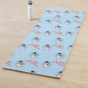 Traditioneller Schneemann mit frohen Weihnachten a Yogamatte