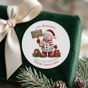 Traditioneller Schneemann Nordpol Santa-Geschenk Runder Aufkleber