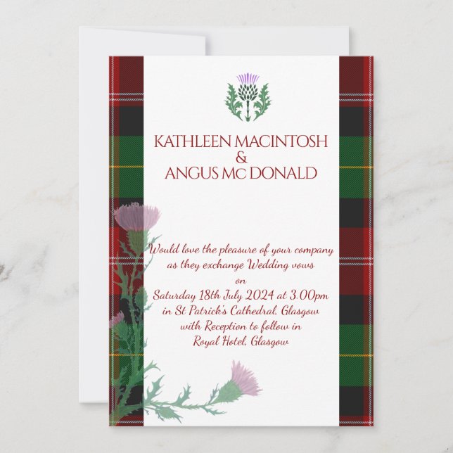 Traditioneller schottischer Tartan Border and This Einladung (Vorderseite)