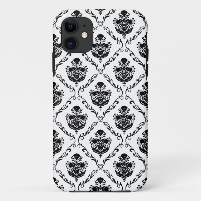 Traditioneller schwarzer Damast Case-Mate iPhone Hülle (Rückseite)