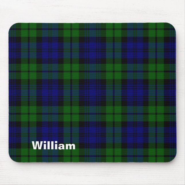 Traditioneller schwarzer UhrTartan kariert Mousepad (Vorne)