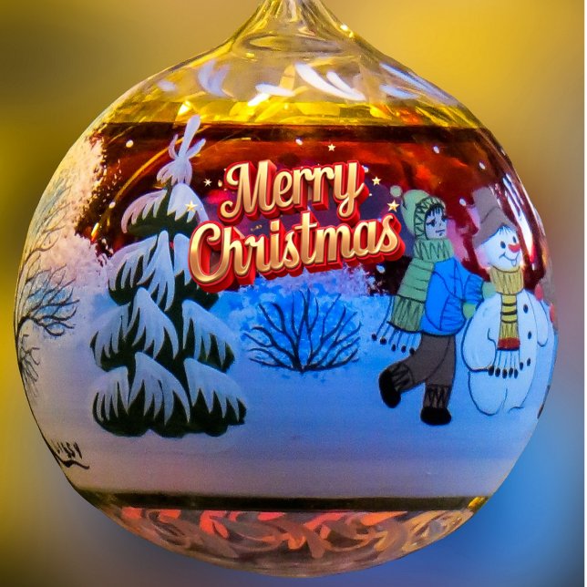 Traditioneller Snowman-Weihnachtsstopp Ornament Karte (Von Creator hochgeladen)