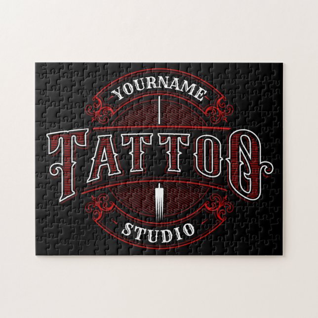 Traditioneller Stil ADD NAME Tattoo Studio Shop (Horizontal)