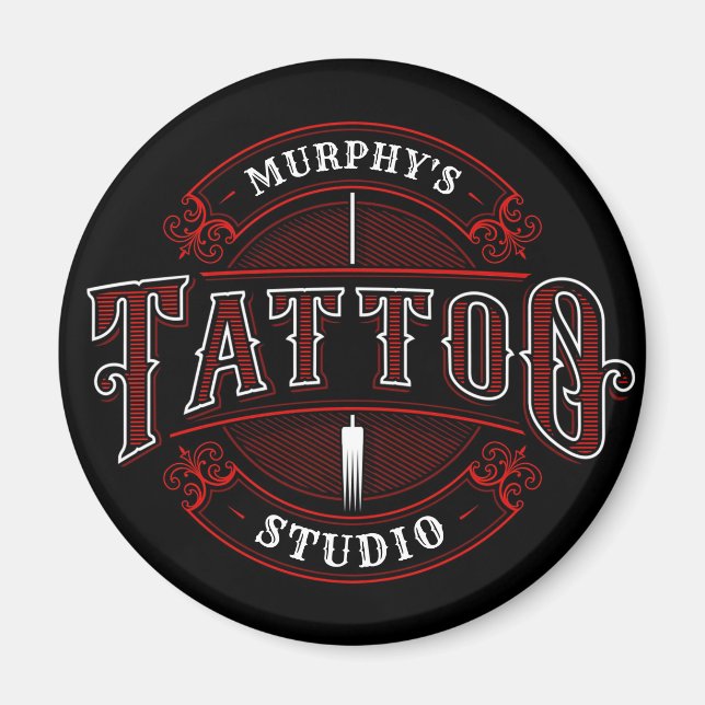 Traditioneller Stil ADD NAME Tattoo Studio Shop Magnet (Vorne)