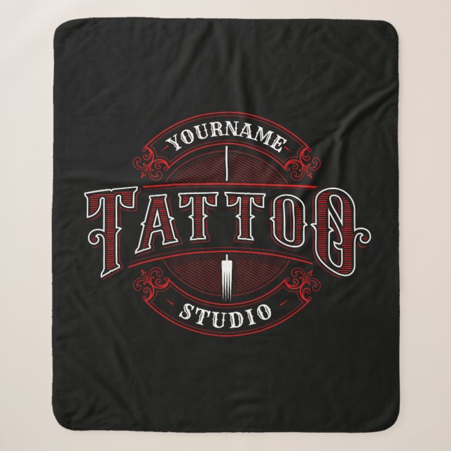 Traditioneller Stil ADD NAME Tattoo Studio Shop Sherpadecke (Vorderseite)