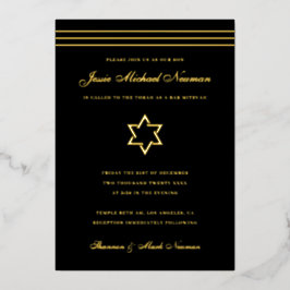 Traditioneller Streifen Bar Mitzvah Star von David Folieneinladung