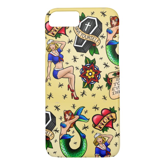 Traditioneller Tätowierungs-Blitz-Telefon-Kasten Case-Mate iPhone Hülle (Rückseite)