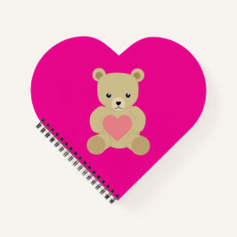 Traditioneller Teddy-Bär mit Herz-Notebook Notizbuch