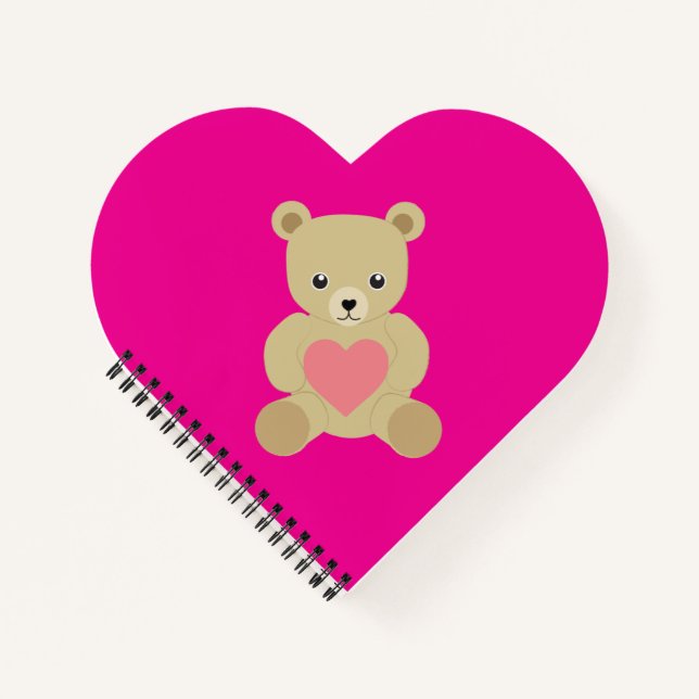 Traditioneller Teddy-Bär mit Herz-Notebook Notizbuch (Vorderseite)