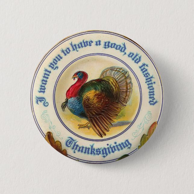 Traditioneller Thanksgiving-Rundbutton Button (Vorderseite)