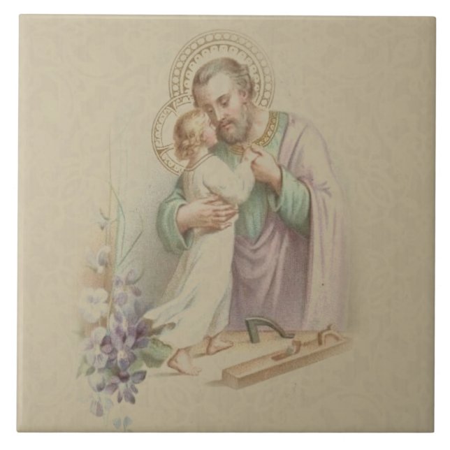 Traditioneller Tischler St- Josephkinderjesuss Fliese (Vorderseite)