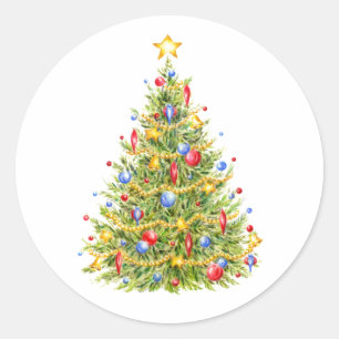 Traditioneller Weihnachtsbaum Merry Round Stickers