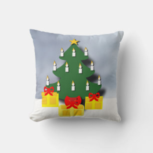 Traditioneller Weihnachtsbaum mit Kerzen Kissen