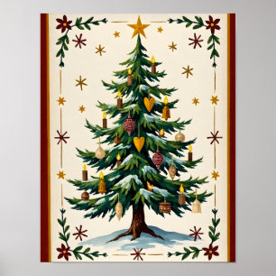 Traditioneller Weihnachtsbaum-Wandschmuck im Volks Poster