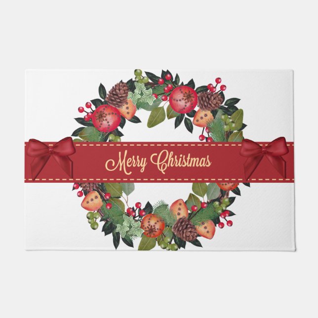 Traditioneller Weihnachtskranz Fußmatte (Vorderseite)