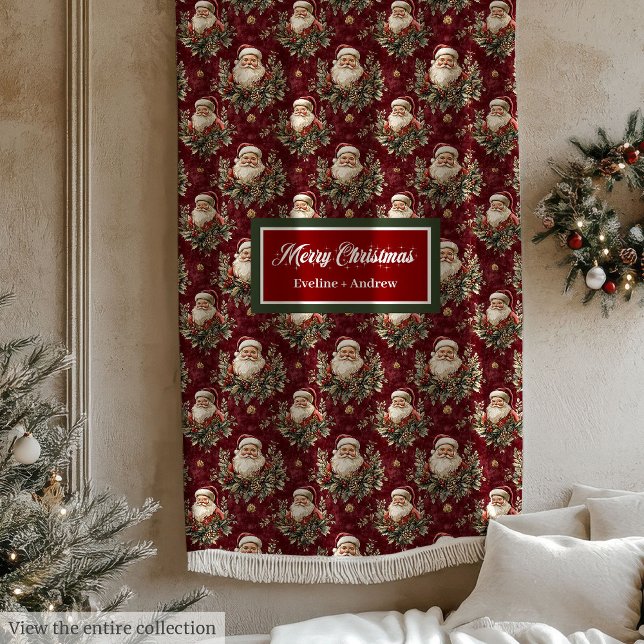 Traditioneller Weihnachtsmann Deep Red Holiday Bla Fleecedecke (Traditional Santa Claus Deep Red Holiday Blanket)