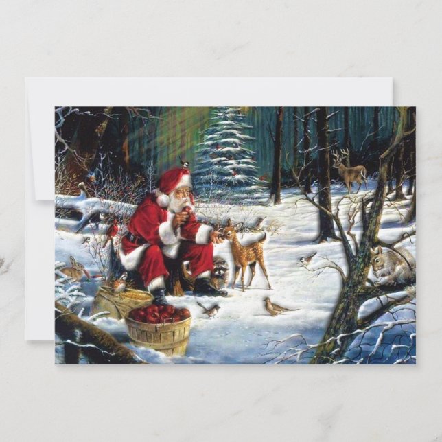 Traditioneller Weihnachtsmann im Park Feiertagskarte (Vorderseite)