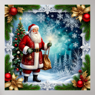 Traditioneller Weihnachtsmann im Winter Wunderland Poster