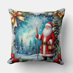 Traditioneller Weihnachtsmann im Winterwunderland Kissen