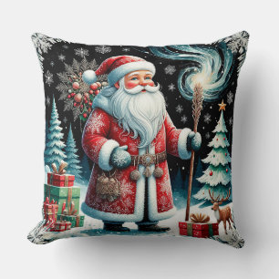 Traditioneller Weihnachtsmann in einer festlichen  Kissen