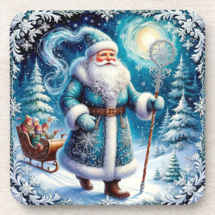 Traditioneller Weihnachtsmann in winterlicher Fest Getränkeuntersetzer